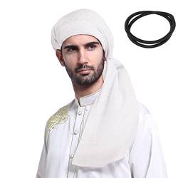 NICEYEA Arab Muslim Schal mit Wrap/Aqel Seil Arabian Headwear Keffiyeh Kafiya Wrap Kopfbedeckung Kopf Wraps Igal Hauptkleid Arab Egal Agal Wüste Kabel Hut-Kopf-Ring für Saudi-Arabien Dubai UAE Reisen von NICEYEA