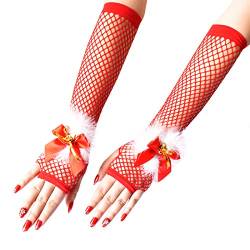 NICEYEA Damen Weihnachtenhandschuhe Winter Warm Santa Rot Samt Handschuhe Party Fäustlinge Samt Cosplay Finger Handschuhe Weihnachten Frauenhandschuhe Weihnachtsfrau Kostüm Zubehör, Einheitsgröße von NICEYEA