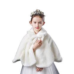 NICEYEA Mädchen Bolero Jacke Prinzessin Kunstpelz Wickelt Schal Winter Plüsch Prinzessin Umhang Kleid Achselzucken Kleinkind Winterjacke Kinderjacken Warm Winter Jacken für Hochzeit Party von NICEYEA