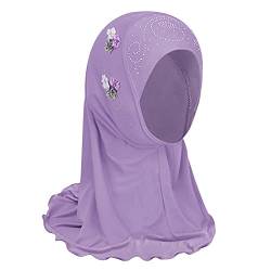 NICEYEA Mädchen Muslimischer Hijab Kinder Kopftuch Halstücher für Mädchen Turban Hut mit Blumen Islamischer Gebetshut Dubai Arabischer Schal Anmut Kopfbedeckung Bandana für 2-7 Jahre alt von NICEYEA