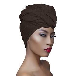 NICEYEA Stretch Turban Kopftücher Kopfwickel Schal Stirnbänder Langer Haarschal Headwrap Schal Afrikanisches Kopftuch Haarwickel Einfarbig Extra lange Ultraweiche Atmungsaktive Kopfband für Frauen von NICEYEA