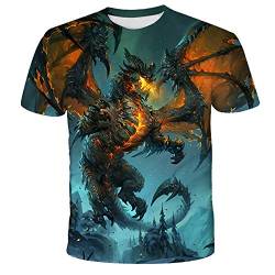 Godzilla T-Shirt Unisex 3D Druck Sommer Rundhalsausschnitt Männer Sport Freizeit Kurzarm Fitness Outdoor T-Shirt (26,XL) von NICHIYO