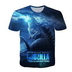 Godzilla T-Shirt Unisex 3D Druck Sommer Rundhalsausschnitt Männer Sport Freizeit Kurzarm Fitness Outdoor T-Shirt (34,XXL) von NICHIYO