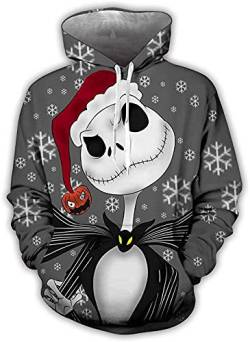 The Nightmare Before Christmas 3D Print Hoodie Kapuzenpullover Bunt Langarm Pullover Sweatshirt M-XXL Gr. XX-Large, 22 von NICHIYO