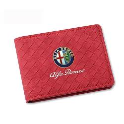 NICKAL Auto-Führerschein-Geldbörse, Ausweis-Kreditkartenhalter für Alfa Romeo Giulia Stelvio 156 159 Tonale Brera Giulietta Disco Zubehör,Red Style von NICKAL