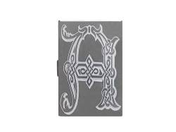 NICKSTON Custom Engraved RFID Blocking Credit Debit Business Card Holder Wallet with Release Button Metal Case Celtic Text (Letter A) von NICKSTON