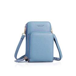 NICOLE&DORIS Damen Elegant Handytasche Kleine Umhängetasche Brieftasche Schultertasche PU Leder Mini Handtasche Vielen Fächern Handytasche mit Geldbörsen für Handy unter 6,9 Zoll Blau von NICOLE & DORIS