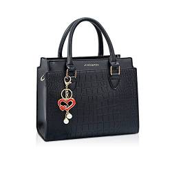 NICOLE & DORIS Damen Handtaschen Klein Designer Frauen Umhängetasche mit abnehmbarem Schultergurt Mode Schultertasche mit Anhänger Schwarz von NICOLE & DORIS