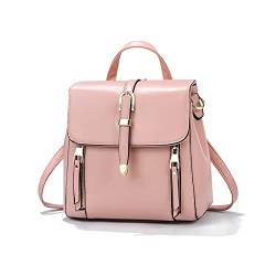 NICOLE & DORIS Damen Rucksack Klein Rucksäcke Handtasche Mini Rucksack PU Leder Umhängetasche Casual Daypack Cityrucksack Mädchen Rucksack mit Klappe Rosa von NICOLE & DORIS