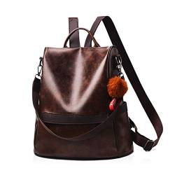 NICOLE & DORIS Damen Rucksack Schultertaschen für Frauen Leder Rucksack Wasserdichter Reiserucksack Tagesrucksack große Kapazität Anti-Diebstahl Kaffee von NICOLE & DORIS