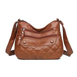 NICOLE & DORIS Damen Umhängetasche Weiche Leder Schultertasche Satchel Handtasche Damen Kuriertaschen Crossbody Bag Retro Messenger Tasche mit Vielen Fächern Braun3 von NICOLE & DORIS