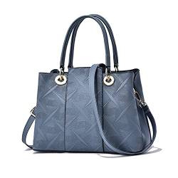 NICOLE & DORIS Frauen Umhängetasche Designer Handtaschen Damen PU Leder Top Griff Tasche Stilvolle Schultertasche Elegante Tasche für Büro Taschen Fächer Mittel Navy Blau von NICOLE & DORIS