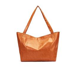 NICOLE & DORIS Handtasche Damen Groß Shopper Tasche Casual Schultertasche Weiche Leder Tragetasche Reise Tote Bag Elegant Handtaschen Braun von NICOLE & DORIS