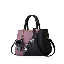 NICOLE & DORIS Handtaschen Damen modische Damenhandtaschen taschen Damen Umhängetaschen mit Blumenmuster Spleiß Farbe Lila von NICOLE & DORIS