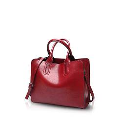 NICOLE&DORIS Mode Damen Handtaschen Umhängetasche Schultertaschen Henkeltaschen Messenger Bag Tasche Crossbody Bag Tote Wasserdicht Dauerhaft PU Rot von NICOLE & DORIS