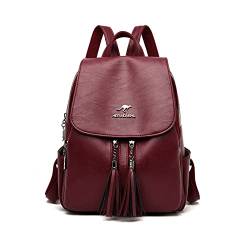 NICOLE & DORIS Rucksack Damen Elegant Rucksack Anti Diebstahl Rucksackhandtaschen PU Leder Rucksäcke Wasserdichter Schulrucksack Daypack für Reisen Freizeit Arbeit Burgundisch von NICOLE & DORIS