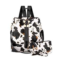 NICOLE & DORIS Rucksack Damen Groß Modischer Leopard Daypack mit Anti Diebstahl College Wasserdichter Rucksack mit Abnehmbarem Schultergurt Beige von NICOLE & DORIS