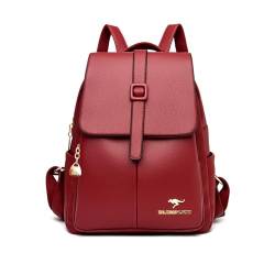 NICOLE & DORIS Rucksack Damen Klein Handtasche Rucksack Anti Diebstahl Wasserdichter Rucksäcke PU Leder Schulrucksack Cityrucksack Daypack für Reisen Freizeit Arbeit Rot von NICOLE & DORIS