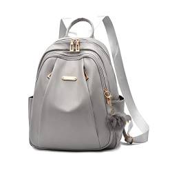 NICOLE & DORIS Rucksack Frauen Modern Rucksack Damen Groß Anti Diebstahl Rucksäcke PU Leder Wasserdichter Schulrucksack Cityrucksack Daypack für Reisen Freizeit Arbeit Grau von NICOLE & DORIS