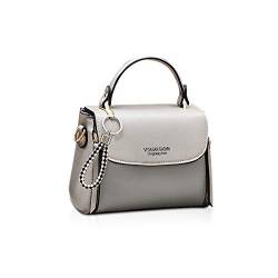 NICOLE & DORIS Tasche Damen Klein Crossbody Tasche PU Leder Tasche Umhängetasche Trendy Handtasche mit abnehmbaren Schulterriemen Hellgrau von NICOLE & DORIS