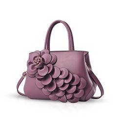 NICOLE & DORIS Umhängetasche Umhängetasche Handtasche Blumenmotiv für Damen, violett, M, Elegant von NICOLE & DORIS