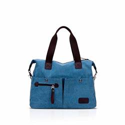 Nicole & Doris Canvas Handtasche Schultertasche Vintage Henkeltasche Casual Tote Bag Große Kapazität Umhängetasche aus Segeltuch Shopper Tasche Blau von NICOLE & DORIS