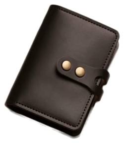 Geldbörsen Brieftasche Vintage Damen Leder Geldbörse Herren Große Kapazität Kartenhalter Einfache tragbare Geldbörsen mit Snap-Münzfach Exquisit (Color : Noir) von NICRX