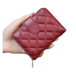 NICRX Geldbörsen Brieftasche Tragbare Damen-Pu-Leder-Geldbörse Kurzer Kartenhalter Retro Ms. Münzgeldbörsen Universität Reißfest Exquisit (Color : Red, Size : 9.5x11cm) von NICRX