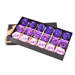 Rosenseife, Badseife Rose Blumenblumenblätter Duftblätter mit Geschenkbox für Valentinstag Jubiläum Mütter Tag lila Verlaufsgradienten 18pcs von NIDONE