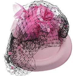 NIEI Haarspange Stirnband Pillbox Hut Bowler Blumenschleier Hochzeit Party Hut Rosa von NIEI