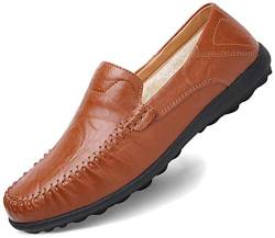 NIIVAL Herren Mokassins Klassischer Halbschuh Echtleder Loafers Herren Slipper Komfort Fahren Halbschuhe (41 EU, 1494-Dunkelbraun) von NIIVAL