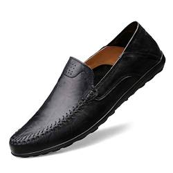 NIIVAL Herren Mokassins Klassischer Halbschuh Echtleder Loafers Herren Slipper Komfort Fahren Halbschuhe (41 EU, schwarz) von NIIVAL