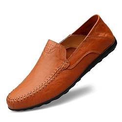 NIIVAL Herren Mokassins Klassischer Halbschuh Echtleder Loafers Herren Slipper Komfort Fahren Halbschuhe (43 EU, Dunkelbraun) von NIIVAL