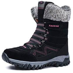 NIIVAL Winterstiefel Damen Schneestiefel Frauen Schuhe Boots mit Futter Bequeme schnüren Langschaft Stiefel Gr. 35-42 (38 EU, Schwarz) von NIIVAL