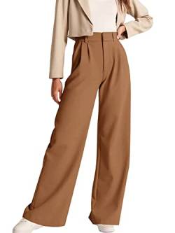 NIMIN Hohe Taille Arbeitshose für Frauen Business Casual Büro Kleid Hose Hose mit Taschen 2023, Braun, XX-Large von NIMIN