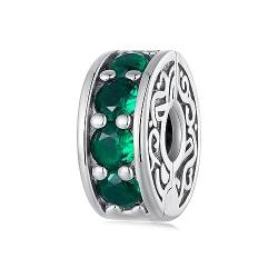 NINAGN 925 Sterling Silber Clip Charm Smaragd Perlen, geeignet für Damenarmbänder St. Patrick's Day Charms Perlen Geschenk für Frauen von NINGAN