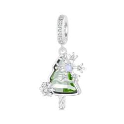 NINAGN 925 Sterling Silber Schneeflocke Weihnachtsbaum Anhänger Charm Neujahr, Weihnachtsgeschenke geeignet für Damen Halsketten und Armbänder von NINGAN