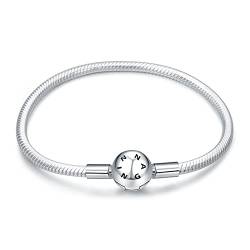 NINGAN Charm Armband für Frauen Mädchen passen Pandora Sterling Silber Liebe Herz Druckknopf Perle, Muttertag Geburtstag Schmuck Geschenke, Pink 20 cm Armband von NINGAN