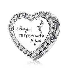 NINGAN I Love Family Charm si adatta Pandora Charms Bracelet 925 Sterling Silver Love Heart Charm - Festa della mamma compleanno gioielli regalo per le donne von NINGAN