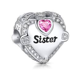 NINGAN Ich liebe Schwester Charms passen Pandora Armbänder 925 Sterling Silber Charm Perle für Armbänder & Halsketten Geburtstag Geschenk für Frauen Familie von NINGAN