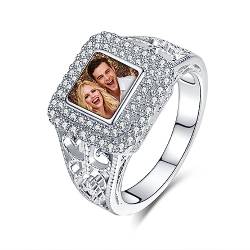 NINGAN Personalisierte Frauen Ring 925 Sterling Silber für Ehefrau Foto Ring DIY Design Schmuck Geschenk für Familie Freund-(9) von NINGAN