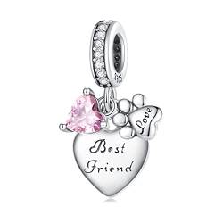 NINGAN beste Freundin 925 Sterling Silber Anhänger charm Ein Geschenk für Freunde aus dem glänzenden Zirkon Anhänger von NINGAN