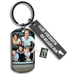 NINGSANJIN Schlüsselanhänger Personalisierte, Personalisierter Schlüsselanhänger Foto/Text/Icon, Personalisierte Geschenke Männer Frauen… (Schwarz-2) von NINGSANJIN