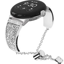 NINKI Kompatible Bling Google Pixel Uhrenarmbänder für Damen, [keine Lücke] Strass Diamant Metall Armreif Schmuck Edelstahl Google Pixel Uhrenarmband für Google Pixel Uhrenarmband Zubehör, Silber von NINKI