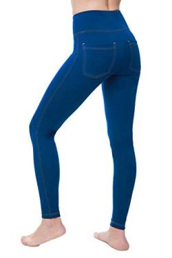NIRLON Damen Jeggings High Waist Tummy Control Jeans Leggings mit Taschen - Blau - 3X-Groß von NIRLON