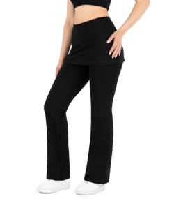 NIRLON Damen Rock Leggings Hohe Taille Yoga Hose Geraffter Rock - Schwarz - Klein von NIRLON