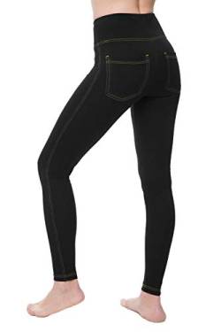 Nirlon Damen Jeggings Hohe Taille Bauchweg Jeans Leggings mit Taschen, Schwarze Jeans, X-Groß von NIRLON