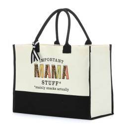 NISTOMISU Einkaufstasche mit Aufschrift "Grandma Nana Mimi Granny Aunt Mama" für Frauen, Mutter, Strandtasche, Segeltuch, Reisetasche, Einkaufstasche, Muttertag, Mama1, Large von NISTOMISU