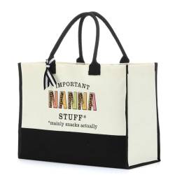 NISTOMISU Einkaufstasche mit Aufschrift "Grandma Nana Mimi Granny Aunt Mama" für Frauen, Mutter, Strandtasche, Segeltuch, Reisetasche, Einkaufstasche, Muttertag, Nanna1, Large von NISTOMISU