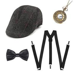 NITAIUN 20er Jahre Herren Kostüm Zubehör, Gatsby Karneval Kostüm Cosplay Herren, Roaring Retro Gangster Mafia Peaky Blinders Kostüm 20er Jahre Accessoires für Abschlussball Gatsby Party (Style D) von NITAIUN